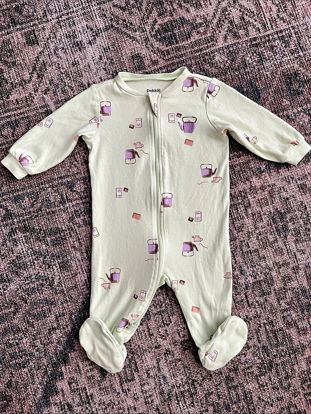 Pekkle Baby 6M Footed Romper Mint